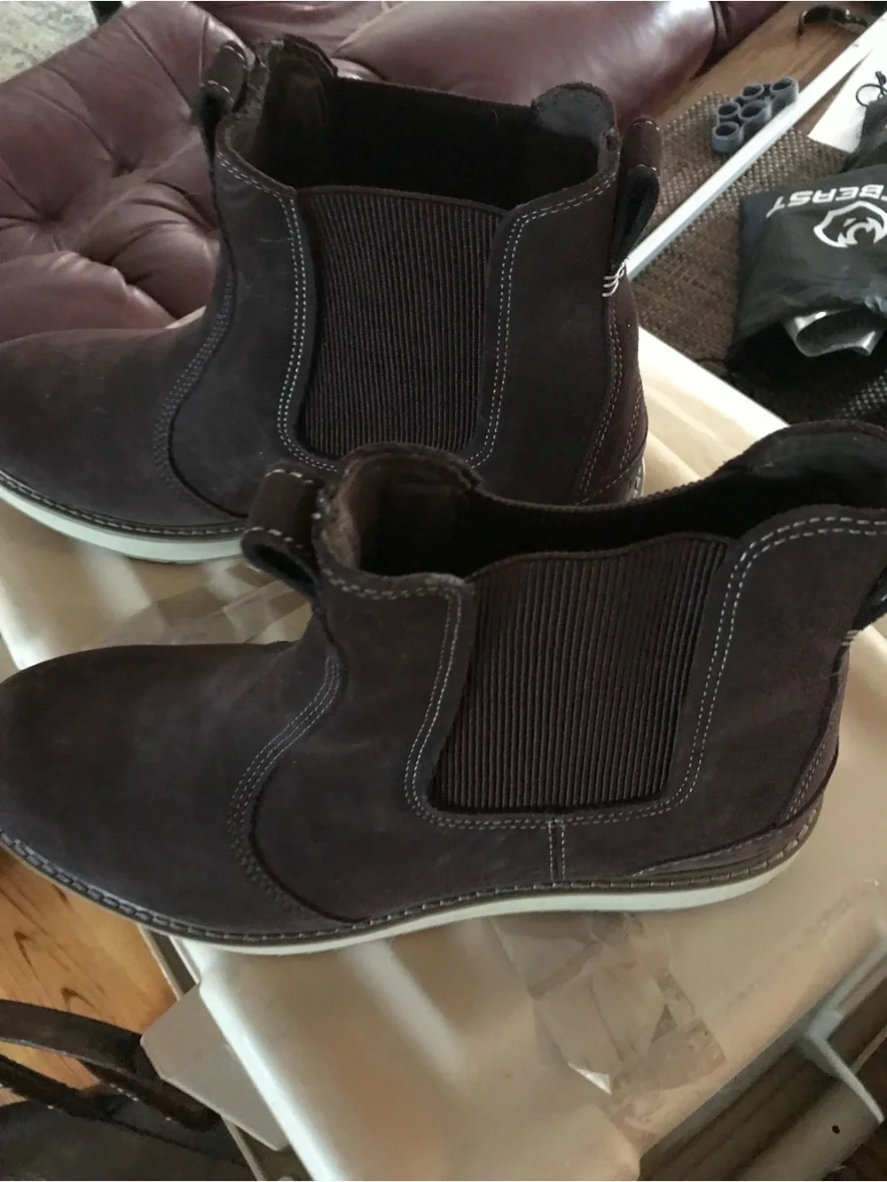 L L Bean Men’s Brown Suede Chelsea Boots - Classic Slip-On Ankle Boot